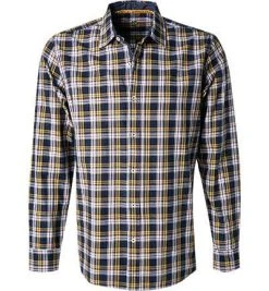 Lucky de Luca Hemd Nyro 05111/1 Twill, Navy-gelb kariert, Navy-weiß-indigo