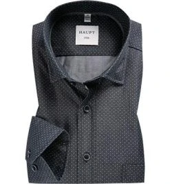 Haupt Hemd 7052027203/40904 Regular Fit, Baumwolle, Dunkelgrau gemustert, Dunkelgrau