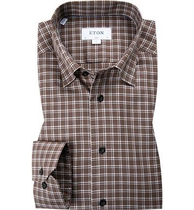 ETON Hemd 1000/01313/39 Slim Fit, Baumwolle, Braun kariert, Weiß-braun 1 ETON Hemd 1000/01313/39 Slim Fit, Baumwolle, Braun kariert, Weiß-braun