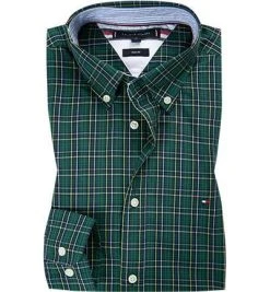 Tommy Hilfiger Hemd MW0MW15052/0N1 Slim Fit, Baumwolle, Jägergrün kariert, Jägergrün