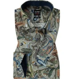 OLYMP Level Five Body Fit 2122/74/25 Hemd, Baumwolle, Braun gemustert, Schlamm