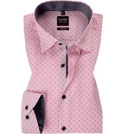 OLYMP Level Five Body Fit 2158/74/30 Hemd, Baumwolle, Rosa gemustert, Rosé