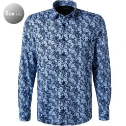 OLYMP Level Five Body Fit 2032/74/11 Hemd, Jersey geruchshemmend, Bleu gemustert, Bleu