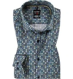 OLYMP Level Five Body Fit 69EL 2100/79/51 Hemd, Baumwolle, Extra langer Arm, Blau-gelb gemustert, Gelb