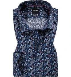 OLYMP Luxor Modern Fit 1382/74/30 Hemd, Baumwolle, Blau-rosé gemustert, Rosé
