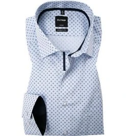 OLYMP Luxor Modern Fit 1241/64/11 Hemd, Baumwolle, Bleu gemustert, Bleu