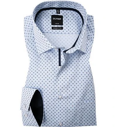 OLYMP Luxor Modern Fit 1241/64/11 Hemd, Baumwolle, Bleu gemustert, Bleu 1 OLYMP Luxor Modern Fit 1241/64/11 Hemd, Baumwolle, Bleu gemustert, Bleu