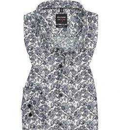 OLYMP Level Five Body Fit 2193/74/68 Hemd, Baumwolle, Schwarz gemustert, Schwarz