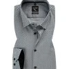 OLYMP No. Six. Super Slim 2568/74/68 Hemd, Super Slim Fit, Baumwolle, Schwarz gemustert, Schwarz