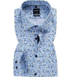 OLYMP Luxor Modern Fit 1316/74/11 Hemd, Baumwolle, Bleu gemustert, Bleu