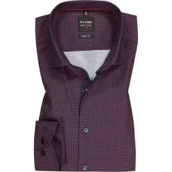 OLYMP Level Five Body Fit 69EL 2104/79/35 Hemd, Baumwolle, Extra langer Arm, Navy-rot gemustert, Rot