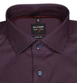 OLYMP Level Five Body Fit 69EL 2104/79/35 Hemd, Baumwolle, Extra langer Arm, Navy-rot gemustert, Rot -hemdenverkauf 359788 norm2