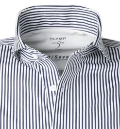 OLYMP Level Five Body Fit 2056/74/18 Hemd, Jersey geruchshemmend, Marineblau-weiß gestreift, Marine -hemdenverkauf 359791 norm2