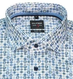 OLYMP Level Five Body Fit 69EL 2100/79/11 Hemd, Baumwolle, Extra langer Arm, Bleu-weiß gemustert, Bleu -hemdenverkauf 359803 norm2