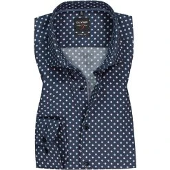 OLYMP Level Five Body Fit 69EL 2166/79/30 Hemd, Baumwoll-Stretch, Extra langer Arm, Blau-rosé gemustert, Rosé