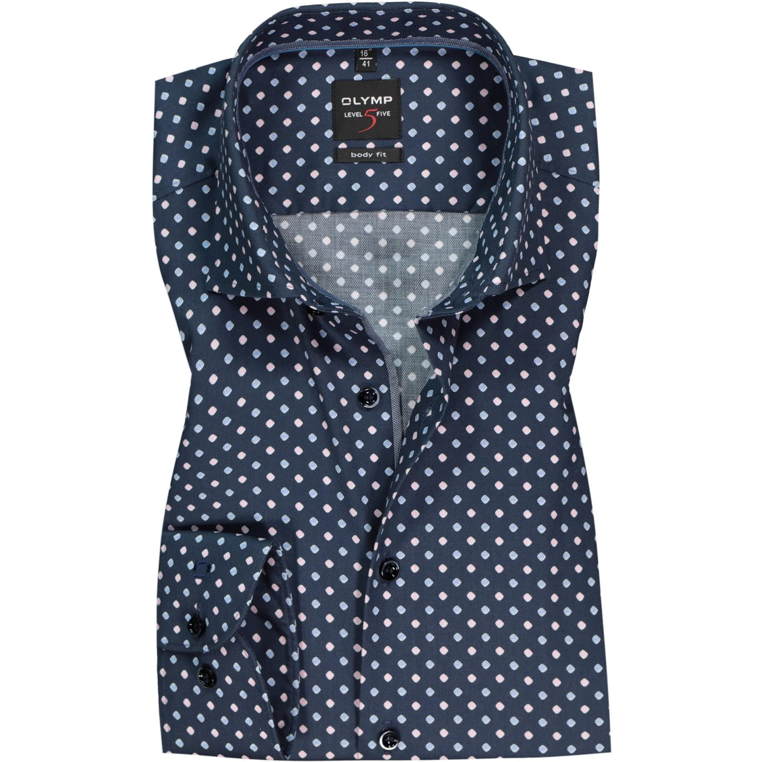 OLYMP Level Five Body Fit 69EL 2166/79/30 Hemd, Baumwoll-Stretch, Extra langer Arm, Blau-rosé gemustert, Rosé 1 OLYMP Level Five Body Fit 69EL 2166/79/30 Hemd, Baumwoll-Stretch, Extra langer Arm, Blau-rosé gemustert, Rosé
