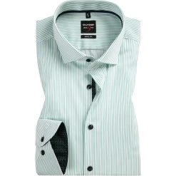 OLYMP Level Five Body Fit 2092/74/45 Hemd, Baumwolle, Grün gestreift, Grün