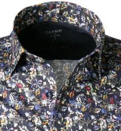 OLYMP Level Five Body Fit 2010/74/18 Hemd, Jersey geruchshemmend, Marine gemustert, Marine -hemdenverkauf 359822 norm2