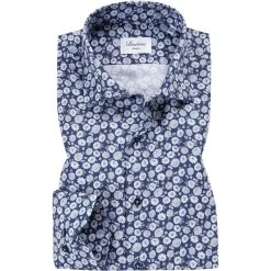 Stenströms Hemd 712751/8131/141 Slimline, Baumwolle, Blau gemustert, Blau