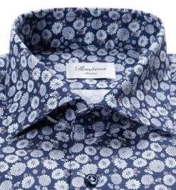 Stenströms Hemd 712751/8131/141 Slimline, Baumwolle, Blau gemustert, Blau -hemdenverkauf 359897 norm2