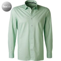 OLYMP Luxor Modern Fit 1252/74/45 Hemd, Jersey geruchshemmend, Grün gemustert, Grün