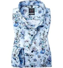 OLYMP Level Five Body Fit 2110/74/11 Hemd, Baumwolle, Bleu gemustert, Bleu