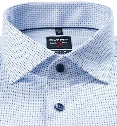 OLYMP Level Five Body Fit 2104/74/11 Hemd, Baumwoll-Stretch, Weiß-bleu gemustert, Bleu 2 OLYMP Level Five Body Fit 2104/74/11 Hemd, Baumwoll-Stretch, Weiß-bleu gemustert, Bleu – Bild 2