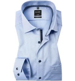 OLYMP Luxor Modern Fit 69EL 1262/79/11 Hemd, Baumwolle, Extra langer Arm, Bleu gemustert, Bleu