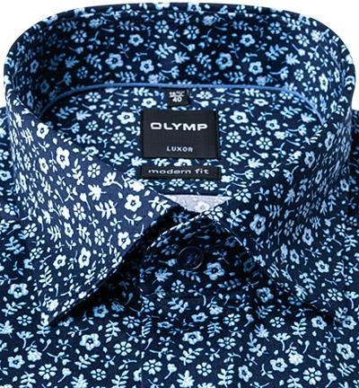 OLYMP Luxor Modern Fit 1390/74/18 Hemd, Baumwolle, Marineblau gemustert, Marine 2 OLYMP Luxor Modern Fit 1390/74/18 Hemd, Baumwolle, Marineblau gemustert, Marine – Bild 2