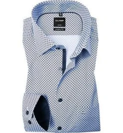OLYMP Luxor Modern Fit 1304/74/11 Hemd, Baumwolle, Bleu gemustert, Bleu