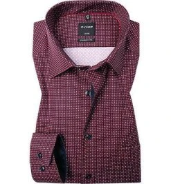 OLYMP Luxor Modern Fit 1304/74/35 Hemd, Baumwolle, Rot-blau gemustert, Rot