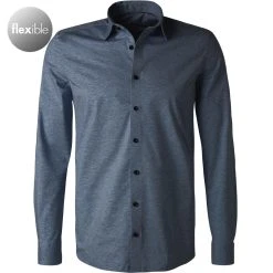 OLYMP Luxor Modern Fit 1202/64/13 Hemd, Jersey geruchshemmend, Rauchblau meliert, Rauchblau