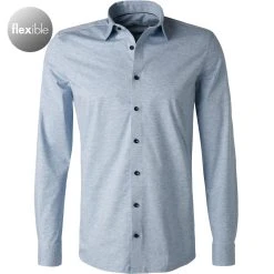 OLYMP No. Six Super Slim 2503/74/11 Hemd, Super Slim Fit, Jersey geruchshemmend, Bleu meliert, Bleu