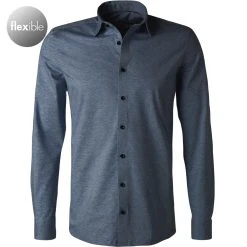 OLYMP No. Six Super Slim 2503/74/13 Hemd, Super Slim Fit, Jersey geruchshemmend, Rauchblau meliert, Rauchblau