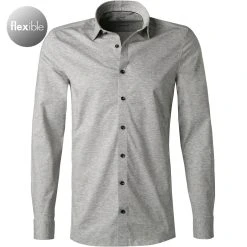 OLYMP No. Six Super Slim 2503/74/63 Hemd, Super Slim Fit, Jersey geruchshemmend, Grau meliert, Silbergrau