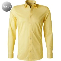 OLYMP Level Five Body Fit 2014/74/51 Hemd, Jersey geruchshemmend, Gelb meliert, Gelb