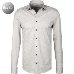 OLYMP Level Five Body Fit 2008/64/63 Hemd, Jersey geruchshemmend, Silbergrau