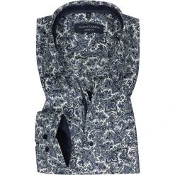 CasaModa Hemd 303523700/100 Modern Fit, Baumwolle, Blau-weiß gemustert, Blau