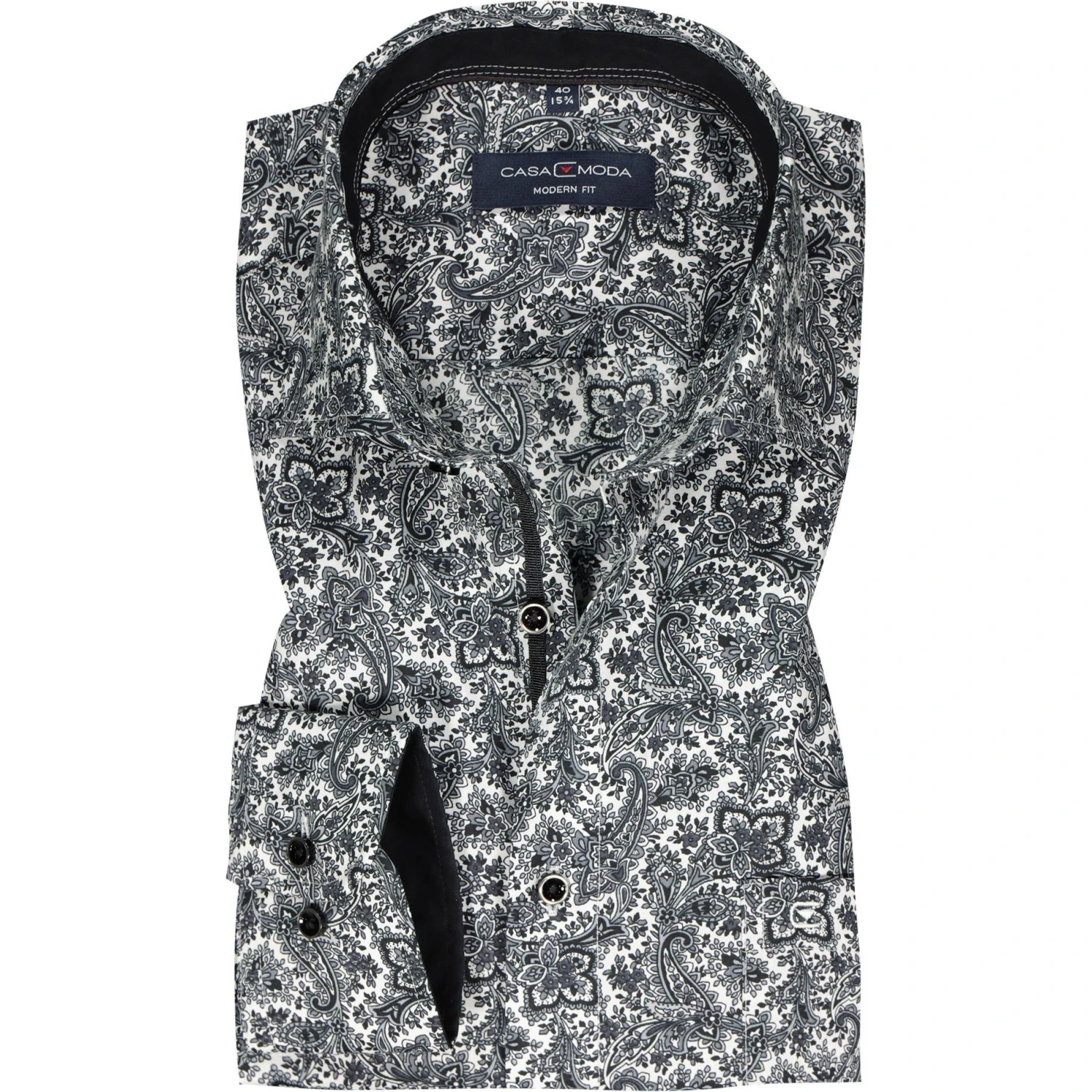 CasaModa Hemd 303523700/750 Modern Fit, Baumwolle, Grau-weiß gemustert, Anthrazit 2 CasaModa Hemd 303523700/750 Modern Fit, Baumwolle, Grau-weiß gemustert, Anthrazit – Bild 2