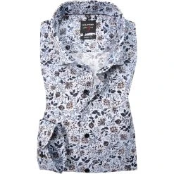 OLYMP Level Five Body Fit 2160/74/11 Hemd, Baumwolle, Bleu gemustert, Bleu