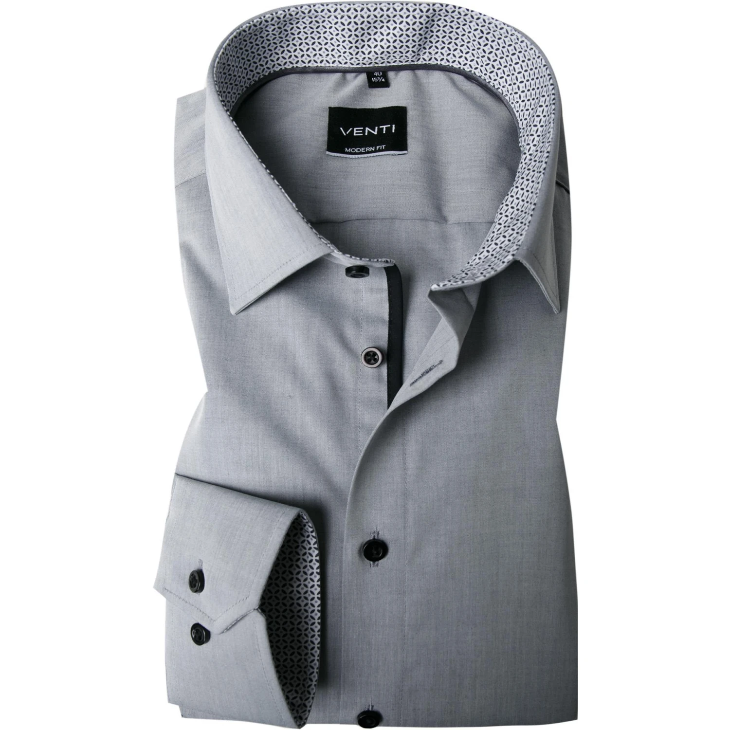 Venti Hemd 103412600/705 Modern Fit, Baumwolle, Grau meliert, Silber 1 Venti Hemd 103412600/705 Modern Fit, Baumwolle, Grau meliert, Silber