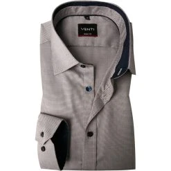 Venti Hemd 103413700/103 Body Fit, Baumwolle, Beige-nachtblau meliert, Beige-blau