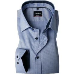 Venti Hemd 103413700/102 Body Fit, Baumwolle, Hellblau meliert, Blau