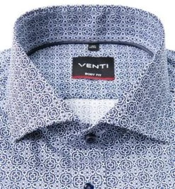 Venti Hemd 103522700/100 Body Fit, Popeline, Blau gemustert, Blau -hemdenverkauf 360606 norm2