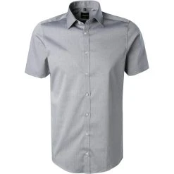 Venti Hemd 001930/705 Kurzarmhemd, Body Fit, Baumwolle, Hellgrau meliert, Silber