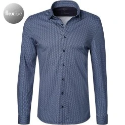 OLYMP No. Six Super Slim 2501/74/18 Hemd, Super Slim Fit, Jersey geruchshemmend, Marine gemustert, Marine
