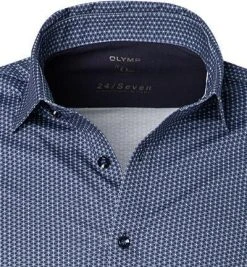OLYMP No. Six Super Slim 2501/74/18 Hemd, Super Slim Fit, Jersey geruchshemmend, Marine gemustert, Marine -hemdenverkauf 360713 norm2