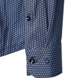 OLYMP No. Six Super Slim 2501/74/18 Hemd, Super Slim Fit, Jersey geruchshemmend, Marine gemustert, Marine -hemdenverkauf 360713 norm3