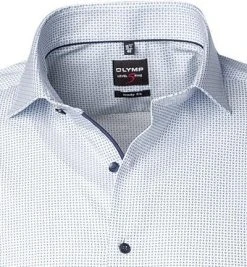 OLYMP Level Five Body Fit 2104/72/11 Kurzarmhemd, Baumwolle, Weiß-hellblau gemustert, Bleu -hemdenverkauf 360744 norm2