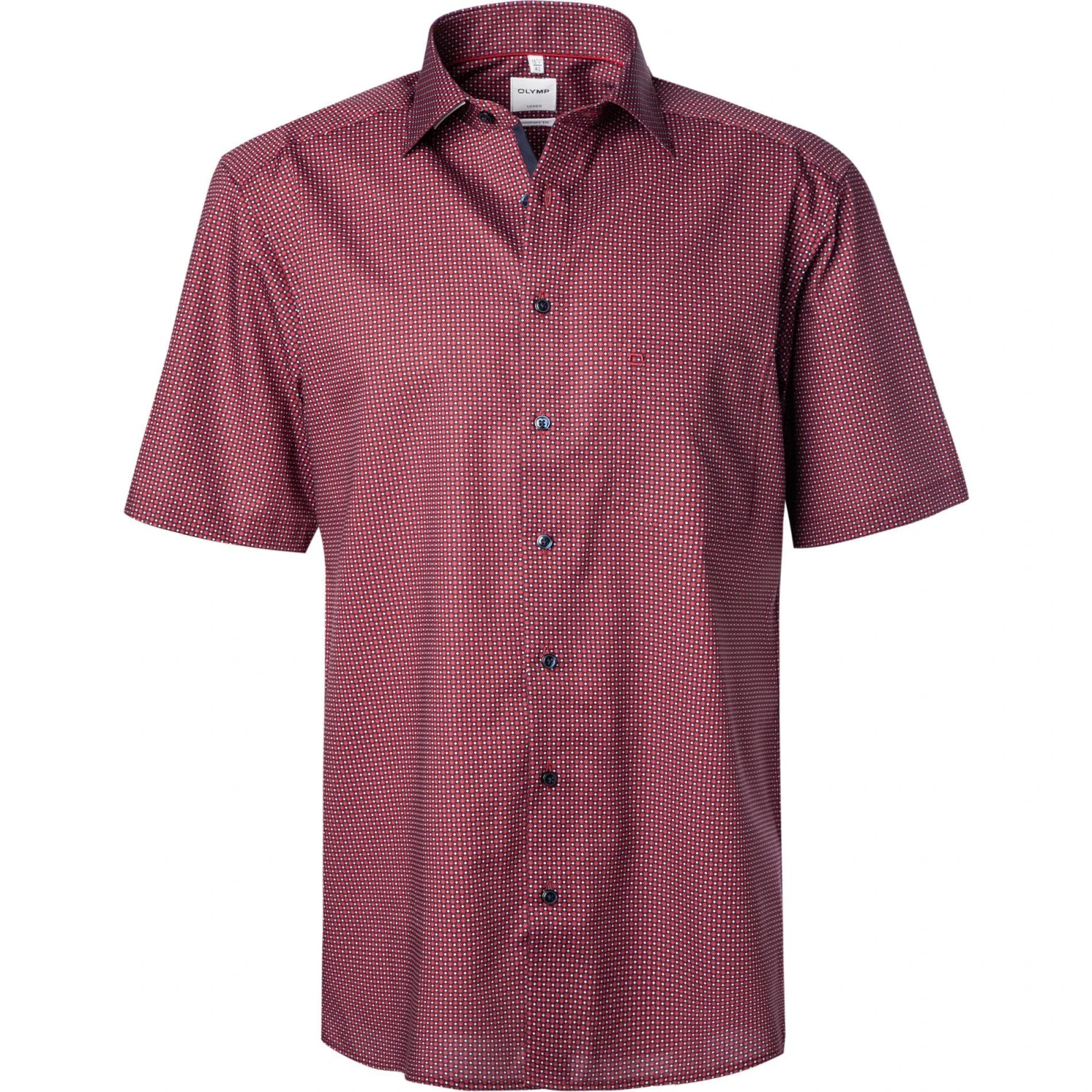 OLYMP Luxor Comfort Fit 1104/72/35 Kurzarmhemd, Baumwolle, Barolo-marine gemustert, Rot 1 OLYMP Luxor Comfort Fit 1104/72/35 Kurzarmhemd, Baumwolle, Barolo-marine gemustert, Rot